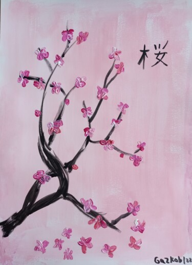 Painting titled "Sakura" by Gazkob, Original Artwork, Acrylic