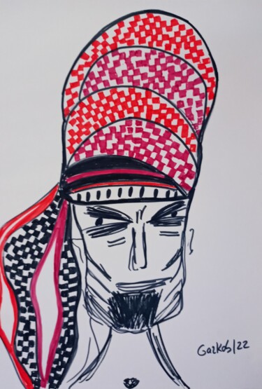 Zeichnungen mit dem Titel "The arab - le arabe" von Gazkob, Original-Kunstwerk, Marker