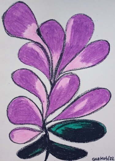 Zeichnungen mit dem Titel "Mauve flower" von Gazkob, Original-Kunstwerk, Wachs