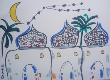 Dessin intitulée "Tunisie/Tunisia" par Gazkob, Œuvre d'art originale, Marqueur