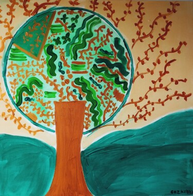 Ζωγραφική με τίτλο "The sacred tree - A…" από Gazkob, Αυθεντικά έργα τέχνης, Ακρυλικό
