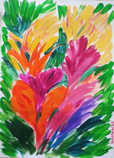 Pintura intitulada "Caribbean flowers -…" por Gazkob, Obras de arte originais, Acrílico
