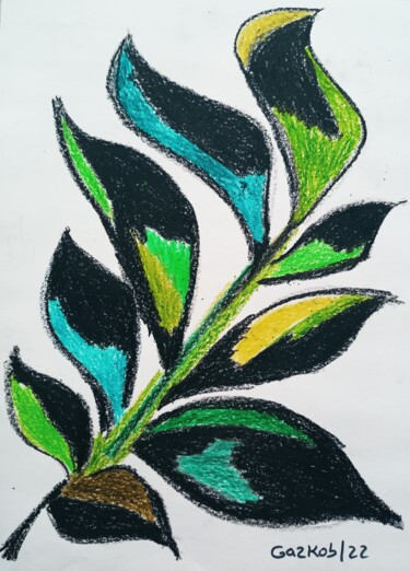 Desenho intitulada "The leaves - Les fe…" por Gazkob, Obras de arte originais, Cera