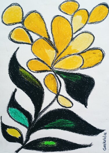 Drawing titled "Yellow flower - fle…" by Gazkob, Original Artwork, Wax