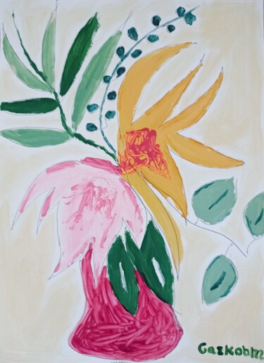 Painting titled "Bouquet n°3" by Gazkob, Original Artwork, Acrylic