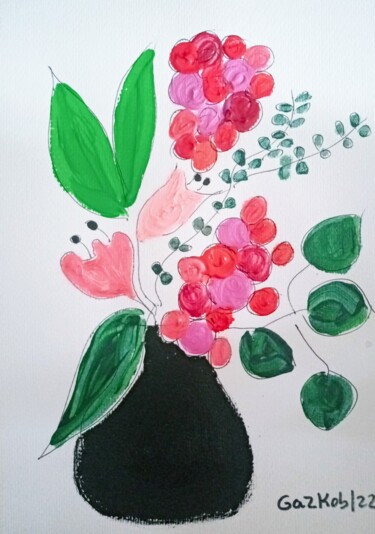 Картина под названием "Bouquet n° 8" - Gazkob, Подлинное произведение искусства, Акрил