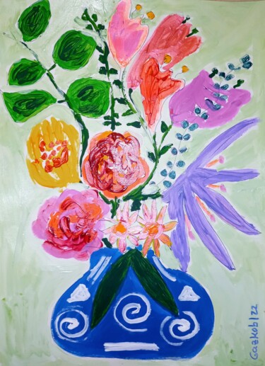 Peinture intitulée "Bouquet n ° 6" par Gazkob, Œuvre d'art originale, Acrylique