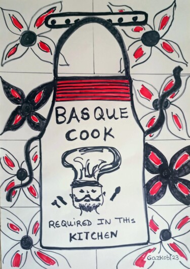 Dessin intitulée "The apron / Le tabl…" par Gazkob, Œuvre d'art originale, Marqueur