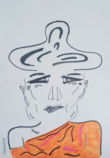 Dessin intitulée "The monk" par Gazkob, Œuvre d'art originale, Marqueur