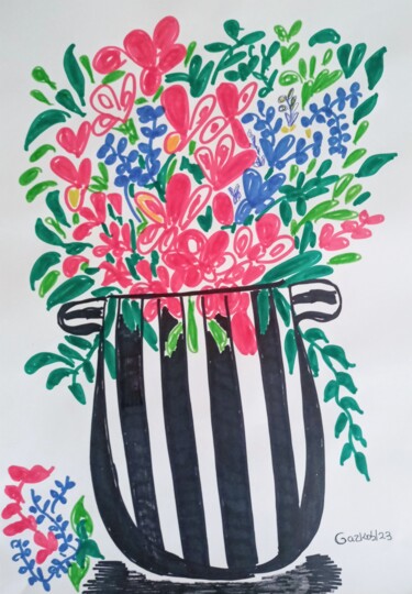 Dessin intitulée "Spring bouquet IV /…" par Gazkob, Œuvre d'art originale, Marqueur
