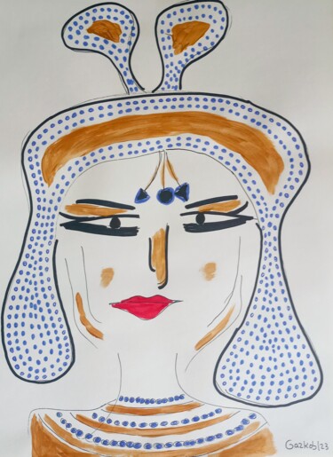 Schilderij getiteld "Egyptian femininity" door Gazkob, Origineel Kunstwerk, Acryl