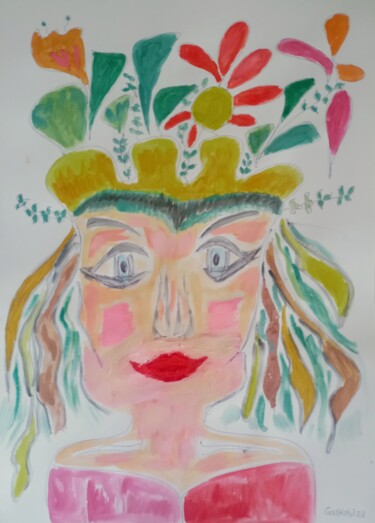 Painting titled "Spring lover/ Amant…" by Gazkob, Original Artwork, Acrylic