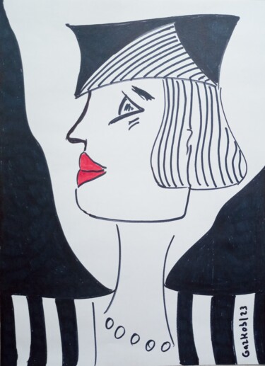 Zeichnungen mit dem Titel "Rouge Dior" von Gazkob, Original-Kunstwerk, Marker
