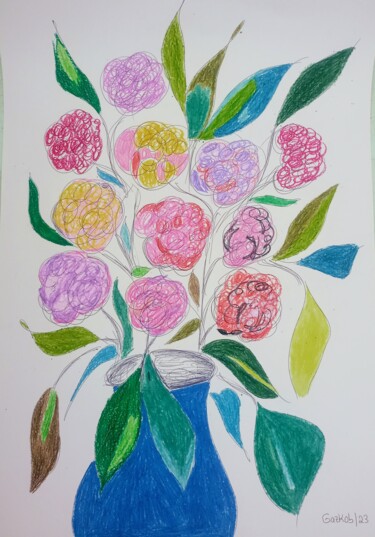 Tekening getiteld "Spring Bouquet VII" door Gazkob, Origineel Kunstwerk, Was
