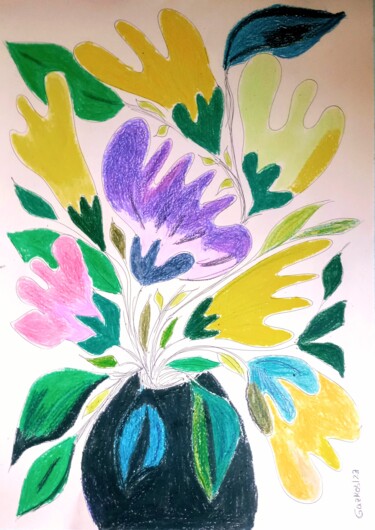 Drawing titled "Spring Bouquet VIII" by Gazkob, Original Artwork, Wax