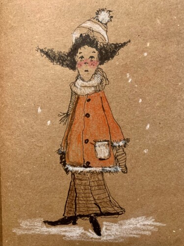 Рисунок под названием "Snowflakes" - Gázsity Barbara, Подлинное произведение искусства, Древесный уголь