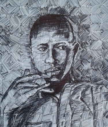 Dessin intitulée "Portrait of Deelason" par Deela, Œuvre d'art originale, Stylo à bille
