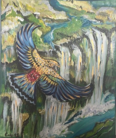 Painting titled "quand l'aigle vole" by Galy, Original Artwork, Acrylic