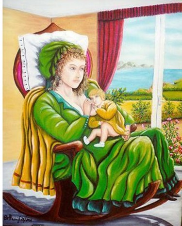 Pittura intitolato "Maternita 25-2001" da Gbellucci, Opera d'arte originale