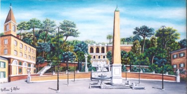 Pittura intitolato "Piazza del Popolo 2…" da Gbellucci, Opera d'arte originale