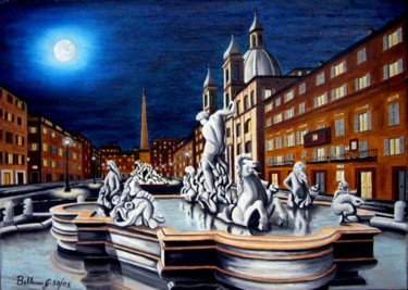 Pittura intitolato "Piazza Navona 50-20…" da Gbellucci, Opera d'arte originale