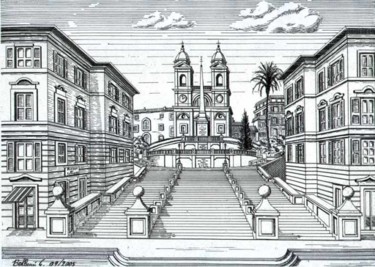 Pittura intitolato "Piazza di Spagna 09…" da Gbellucci, Opera d'arte originale