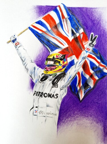 Drawing titled "Lewis Hamilton" by Gc, Original Artwork, Pencil
