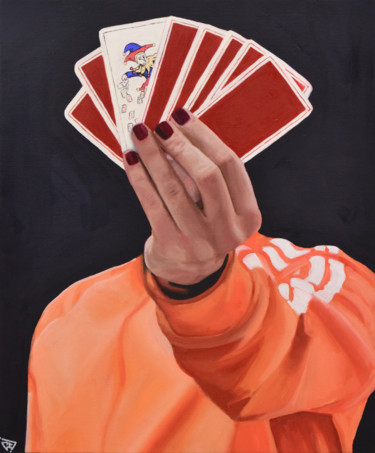 Pintura intitulada "Joker Poker Face" por G. Carta, Obras de arte originais, Óleo