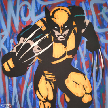 Painting titled "Wolverine" by G. Carta, Original Artwork, Acrylic Mounted on Wood Stretcher frame