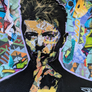 Painting titled "David Bowie 3" by G. Carta, Original Artwork, Acrylic Mounted on Wood Panel