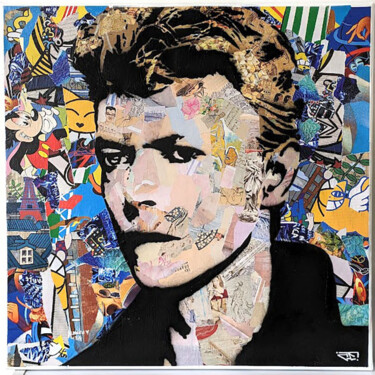 Painting titled "Bowie Popart" by G. Carta, Original Artwork, Acrylic Mounted on Wood Stretcher frame