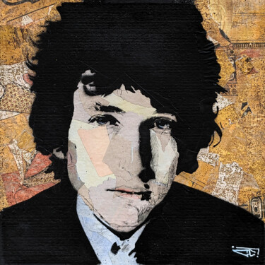 Painting titled "Bob Dylan" by G. Carta, Original Artwork, Collages Mounted on Cardboard