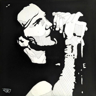 Malerei mit dem Titel "Eddie Vedder (Pearl…" von G. Carta, Original-Kunstwerk, Tinte