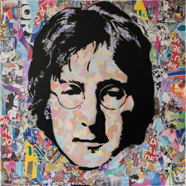 Painting titled "John Lennon The Bea…" by G. Carta, Original Artwork, Acrylic Mounted on Wood Stretcher frame