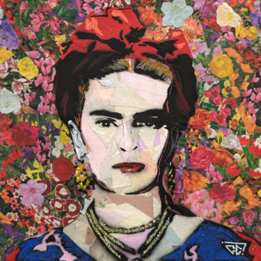 Malarstwo zatytułowany „Frida Kahlo fond fl…” autorstwa G. Carta, Oryginalna praca, Akryl