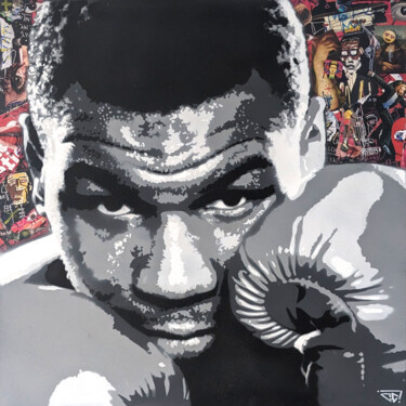Painting titled "Mike Tyson - boxeur…" by G. Carta, Original Artwork, Acrylic Mounted on Wood Stretcher frame