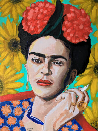 Pintura intitulada "Frida Kahlo artiste…" por G. Carta, Obras de arte originais, Acrílico Montado em Armação em madeira