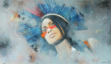 Pintura intitulada "Kamayurá 05" por Geraldo Casado, Obras de arte originais, Acrílico