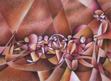 Dessin intitulée "Spermatozoë or Se(a…" par Gerrit Cnossen, Œuvre d'art originale, Pastel Monté sur Carton