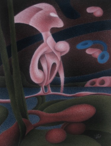 Disegno intitolato "Miscommunication of…" da Gerrit Cnossen, Opera d'arte originale, Pastello Montato su Cartone
