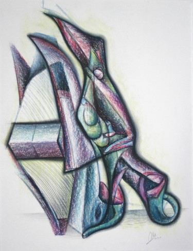 Рисунок под названием "Point-headed man  w…" - Gerrit Cnossen, Подлинное произведение искусства, Пастель Установлен на картон