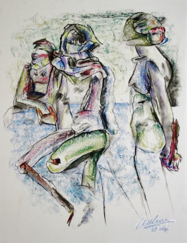 Drawing titled "The battle in 3 pha…" by Gerrit Cnossen, Original Artwork, Pastel Mounted on Cardboard