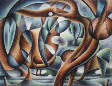 Dessin intitulée "Landscape of the lo…" par Gerrit Cnossen, Œuvre d'art originale, Pastel Monté sur Carton