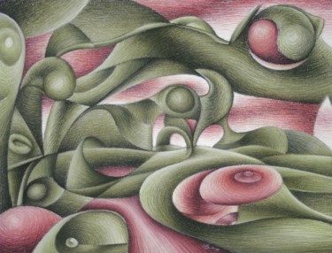 Tekening getiteld "Hugging male" door Gerrit Cnossen, Origineel Kunstwerk, Pastel Gemonteerd op Karton