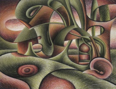 Disegno intitolato "Occupation of the l…" da Gerrit Cnossen, Opera d'arte originale, Pastello Montato su Cartone