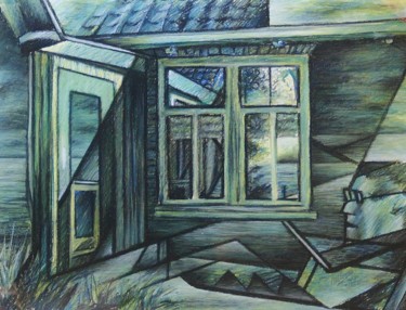 Dessin intitulée "No interior left bu…" par Gerrit Cnossen, Œuvre d'art originale, Pastel Monté sur Carton