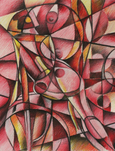 Рисунок под названием "Ass mosphere" - Gerrit Cnossen, Подлинное произведение искусства, Пастель Установлен на картон