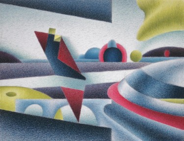 Dessin intitulée "Only horizon-cuttin…" par Gerrit Cnossen, Œuvre d'art originale, Pastel Monté sur Carton