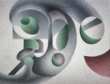 Zeichnungen mit dem Titel "Together  with lip-…" von Gerrit Cnossen, Original-Kunstwerk, Pastell Auf Karton montiert