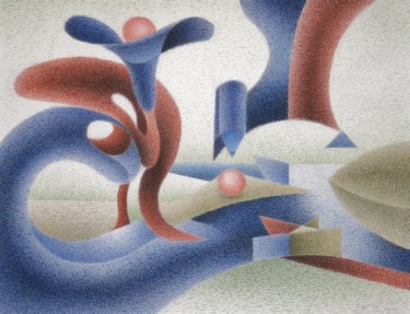 Dessin intitulée "The amorous organic…" par Gerrit Cnossen, Œuvre d'art originale, Pastel Monté sur Carton